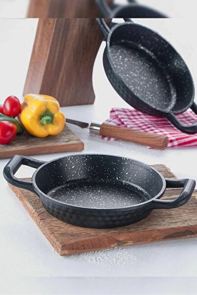 Leony 6 Piece Glass Lid Pan Set 18 Cm-20 Cm-22 cm Black Casting Granite Coating Fireproof Nonstick