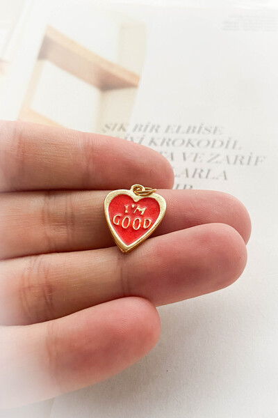roshel Altın Kaplama Mineli Kalp Model I'M Good Kolye Ucu