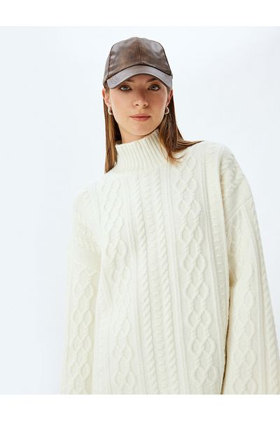 Koton Sima Tarkan Turtleneck Long Sleeve Sweater - Hair Knit Detail