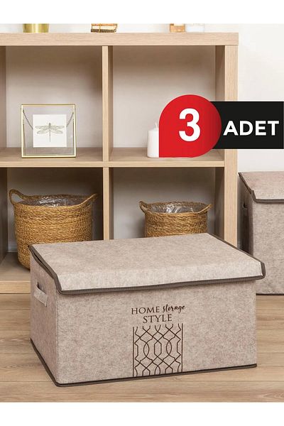 Smyak Maxi Κουτί με Καπάκι Τσόχα 47x37x24 εκ. 3 Τεμάχια