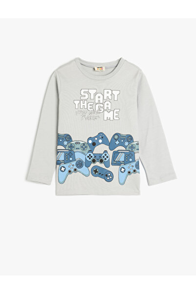 Koton Tricou din bumbac cu mânecă lungă cu imprimeu cu tematică de joc