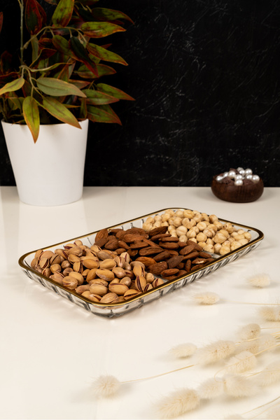 çarşıdayız Selvin 3-Section Glass Snack Bowl Jam Breakfast - Stylish and Practical Design 16 cm