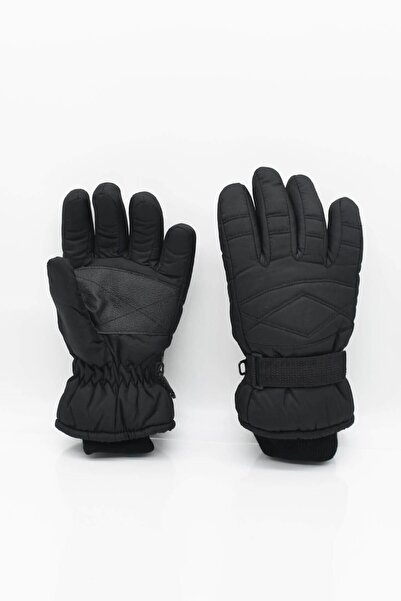 Külah Çocuk İçi Polar Siyah Kayak - Kar Eldiveni