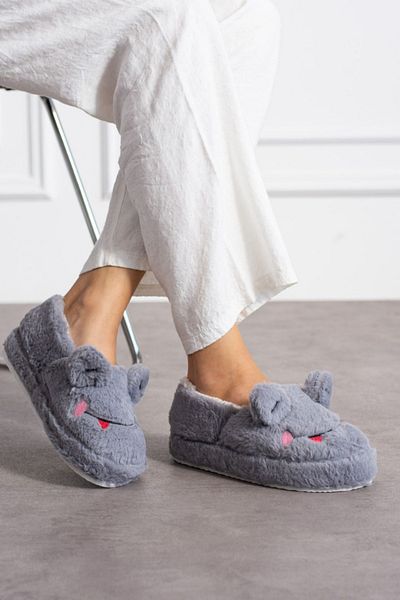STOCON Winter Slippers - Women's Home Shoes with Soft Texture, Hairy, Non-Slip Soles and Embroidery