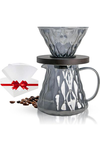 MIBRU V60 Pour Over Premium Coffee Set Of 3 Includes Coffee Server 02 Coffee Dripper 02,coffee Filter 02