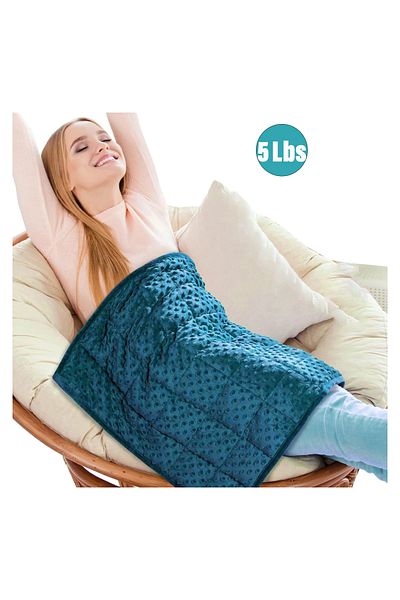 Fabienne Weighted Lap Pad 5Lbs Weighted Lap Blanket 56x48cm Teal Blue Ideal for Kids, Teens, and Adults