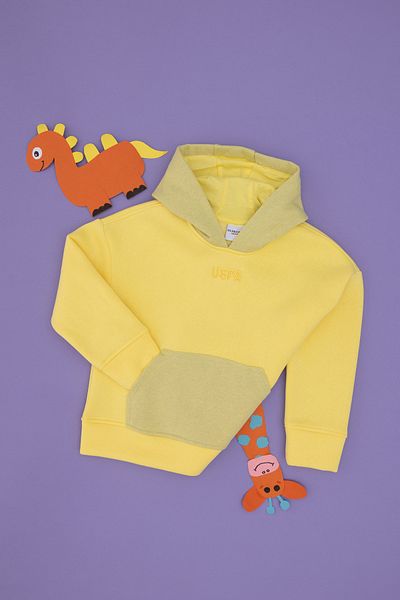 U.S. Polo Assn. Girl's Yellow Hooded Sweatshirt 50290706 -Vr044