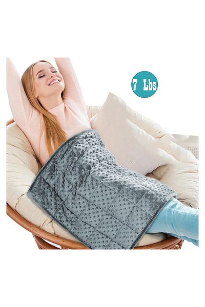 Fabienne Weighted Lap Blanket 7Lbs Weighted Lap Pad 74x61cm Ash Grey for Adults and Teens