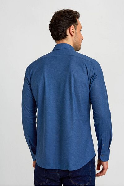 Bisse Platinum Regular Fit Long Sleeve Navy Blue Men's Shirt