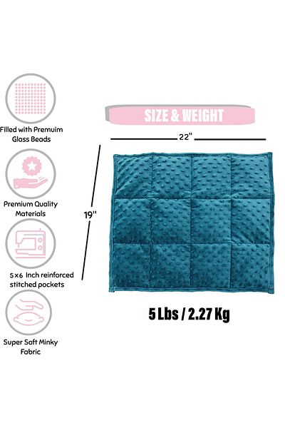 Fabienne Weighted Lap Pad 5Lbs Weighted Lap Blanket 56x48cm Teal Blue Ideal for Kids, Teens, and Adults
