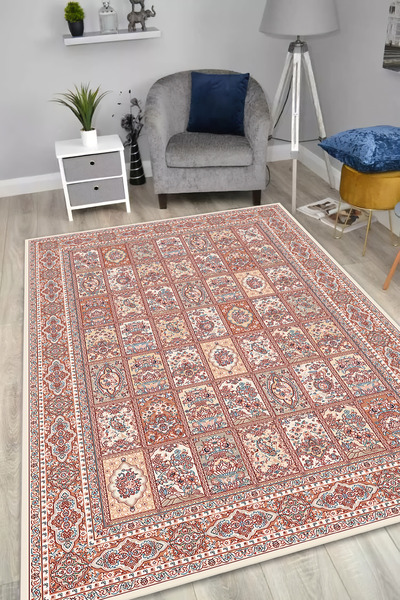 SÜNGERSAN Dijital Baskı Yıkanabilir Kaymaz Taban Salon Halısı Ev Halısı Otant...