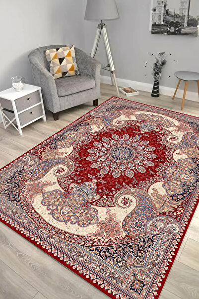 SÜNGERSAN Dijital Baskı Yıkanabilir Kaymaz Taban Salon Halısı Ev Halısı Otant...