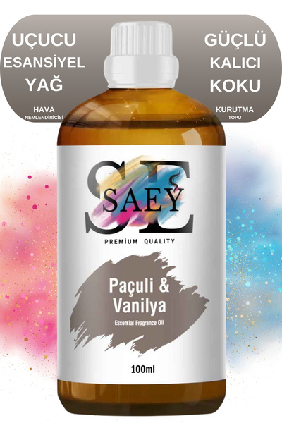 SAEY Paçuli Vanilya Esansiyel Uçucu Koku Yağ Buhurdanlık Yağı Difüzör Esansı ...