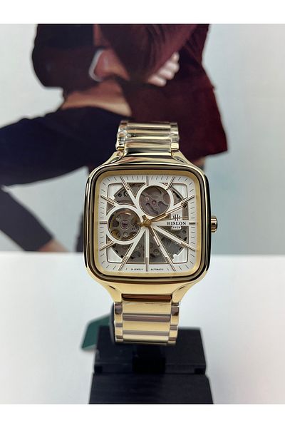 Hislon Gold Men's Wristwatch 3 Atm Waterproof with 3 Year Warranty-Sd166G-02Sg