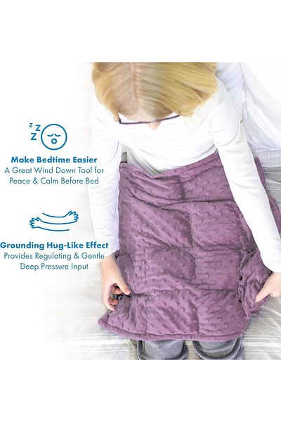 Fabienne Weighted Lap Pad for Kids 3Lbs Weighted Lap Blanket for Home/School 56x48cm Lilac/Grey