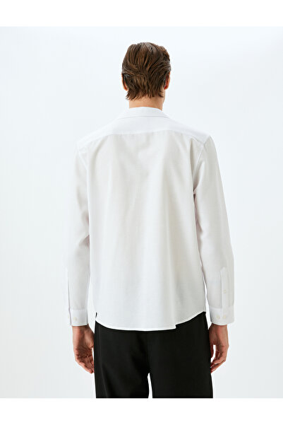 Koton Μακρυμάνικο πουκάμισο από βαμβακερό μικτό μισό ιταλικό πέτο με λεπτή εφαρμογή