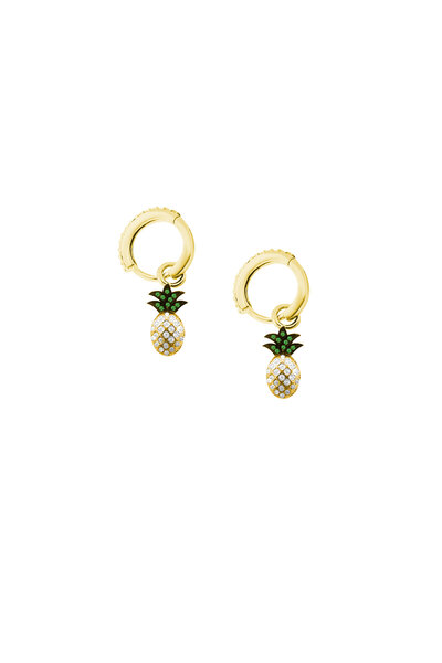 Shiny Spectra Sallantılı Ananas Gümüş Küpe 925 Ayar Gümüş Sarı Renk