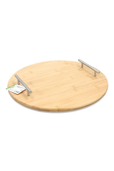 Bien Servi Round Bamboo Serving Tray with Handle 39.5 x 4.5cm