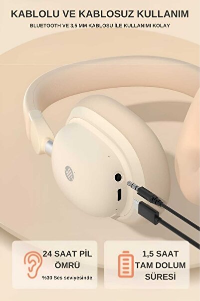 HP H231R Kablosuz Kulak Üstü Bluetooth Kulaklık Mikrofonlu V5.3 Rose Gold (Ramwhite Türkiye Garantili)