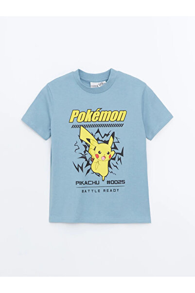 LC Waikiki تي شيرت للأولاد مطبوع عليه بيكاتشو برقبة دائرية باللون الأزرق من L...