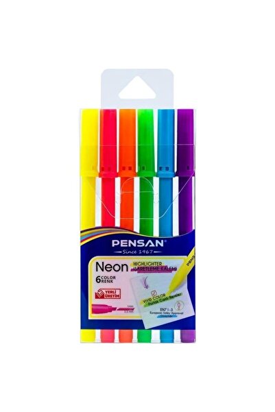 Pensan مجموعة أقلام تحديد بـ 6 ألوان نيون