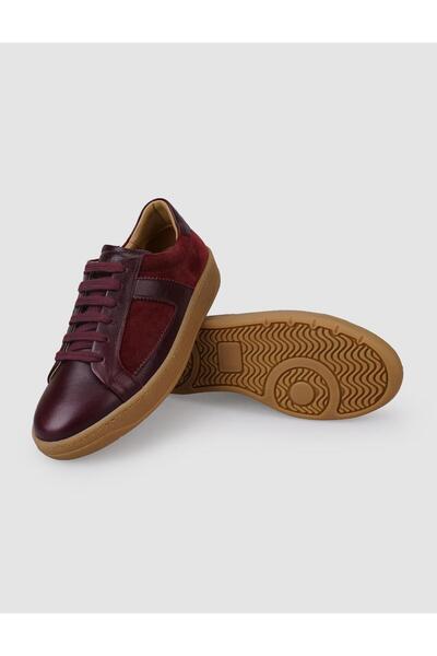Cabani 100% Genuine Suede Leather Claret Red Women's Sneakers