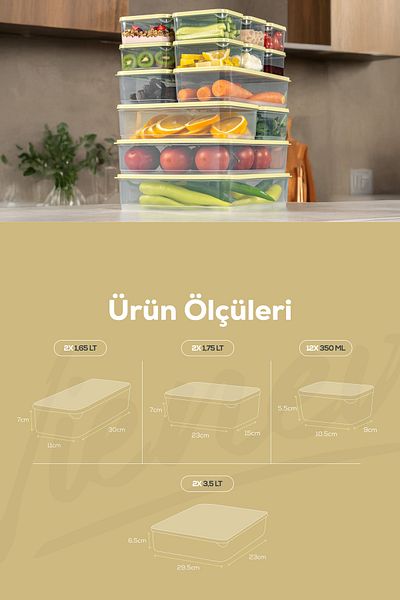 Vienev Yellow Refrigerator Freezer Organizer - 18Pcs 12X350Ml 2X165Lt 2X175Lt 2X350Lt