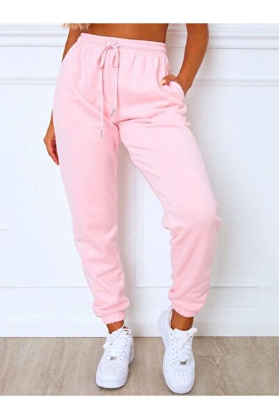 JustBS PEMBE ŞARDONLU KALIN KIŞLIK KADIN JOGGER EŞOFMAN ALTI