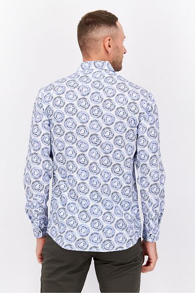 Vintage 1946 Men Regular Fit All Over Print Long Sleeves Casual Shirt, Blue