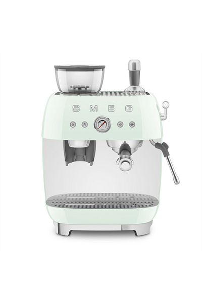 SMEG Espresso Coffee Maker - Pastel Green with Grinder, Egf03Pgeu