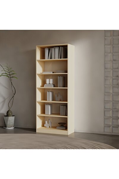RAFKESTİR RONİ SUNTALAM KİTAPLIK ( 200 X 80 X 40 ) KREM ( PARLAK )