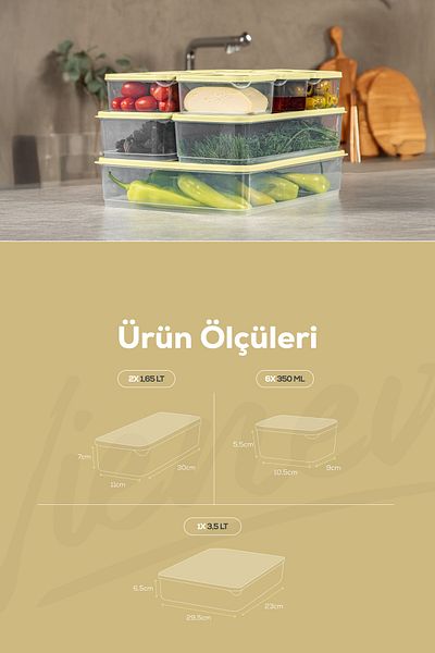 Vienev Yellow Refrigerator Freezer Organizer - Set of 9 6X350Ml 2X165Lt 1X350Lt