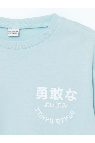 LC Waikiki Tricou pentru băiat LCW Kids Blue Crew Gât