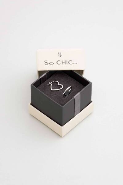 So CHIC... Romantik Kalp 18 Ayar Beyaz Altın Kaplama Gümüş Küpe