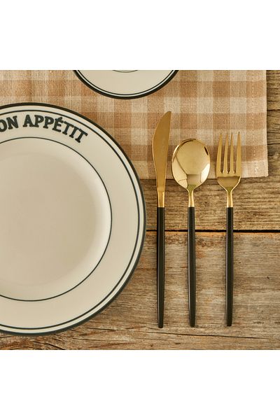 Bella Maison Siena 18 Piece Dessert Fork Spoon Knife Set Gold-Black