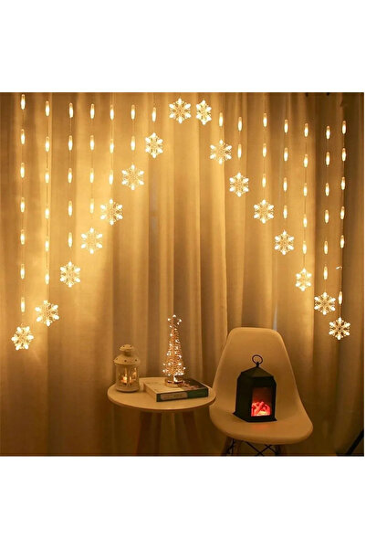 teknonisa Kar Tanesi Damla Günışığı Yılbaşı Perde Led 3 120 Led Metre Sarı Iş...