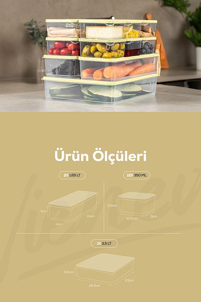 Vienev Yellow Refrigerator Freezer Organizer - 15Pcs 12X350Ml 2X165Lt 1X350Lt