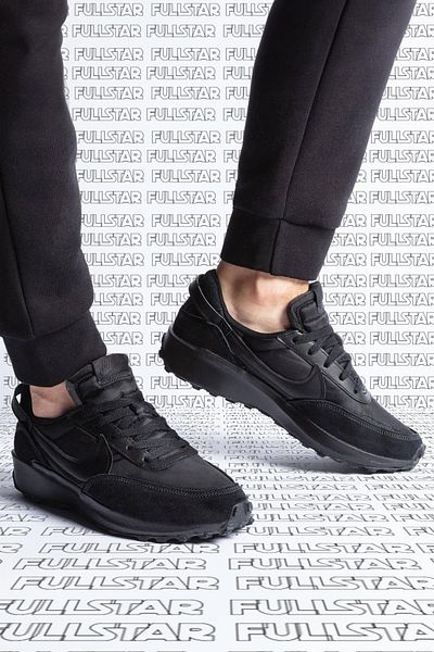 Nike Waffle Debut Leather Black Sneaker Γνήσιο δέρμα Μαύρα αθλητικά παπούτσια