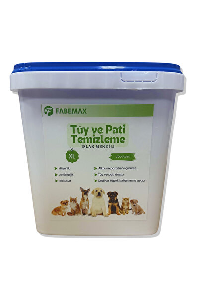 Fabemax Evcil Hayvan Tüy Ve Pati Temizlik Islak Mendili XL 300'lü