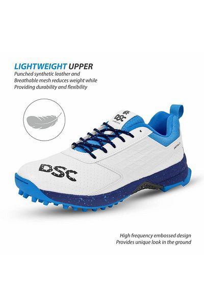 DSC Jaffa 22 Cricket Shoes | White & Navy | 7 UK/8 US/41 EU | For Mens & Boys | Mesh | Durable