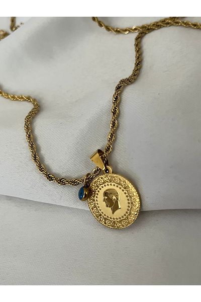 Çelik Ata Lira Evil Eye Beaded Rope Chain Necklace