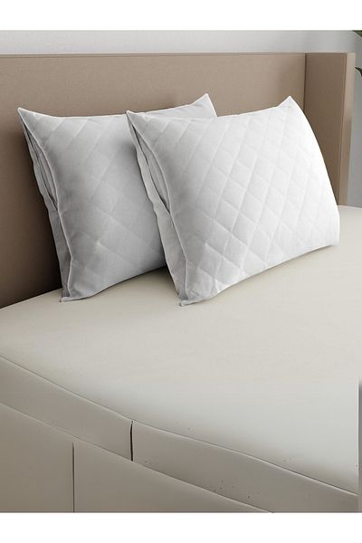 Roi Tekstil Roi 2-Piece Zippered Protective Pillow - Quilted Patterned Mattress Pad