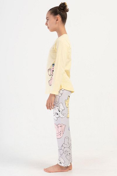 VİENETTA Costum de pijama galben cu maneca lunga pentru fete C0T3N2O504