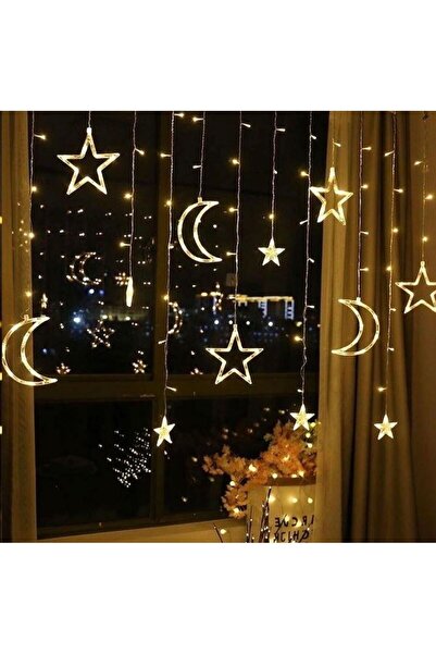 Genel Markalar Led Işıklı Perde Ay Ve Yıldız Desenli Led Işık Dekor Perdesi