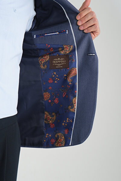 Frappoli Agabio Чоловічий темно-синій блейзер зі смужками та монокомірцем, slim fit