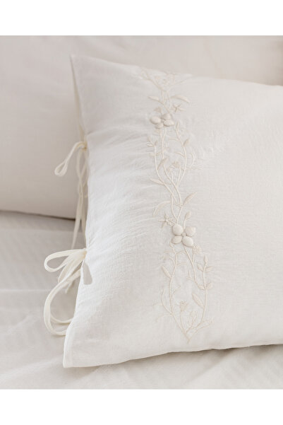 Madame Coco Double 100% Cotton Embroidered Duvet Cover Set - Ecru