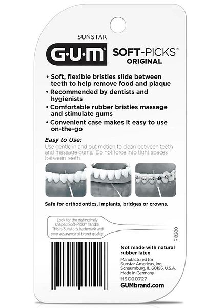 GUM 50 Pieces Toothpick Soft Picks Interdental Cleaning Interface Brush