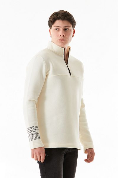Fulla Moda Φούτερ με 3 κλωστές Basic με μισό φερμουάρ γιακά