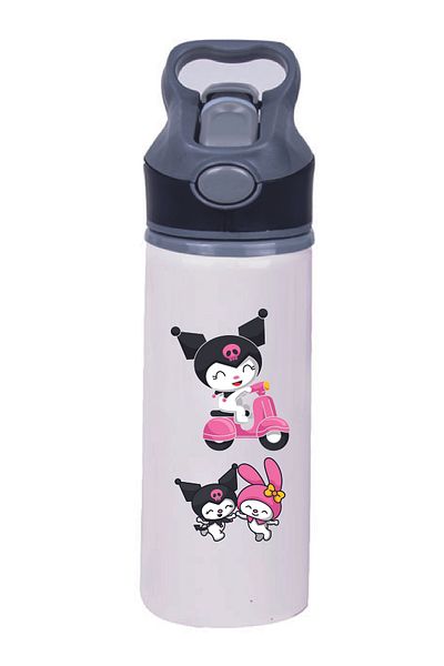 DKDZ SHOP Kuromi Printed Metal Drinker with Straw - 035