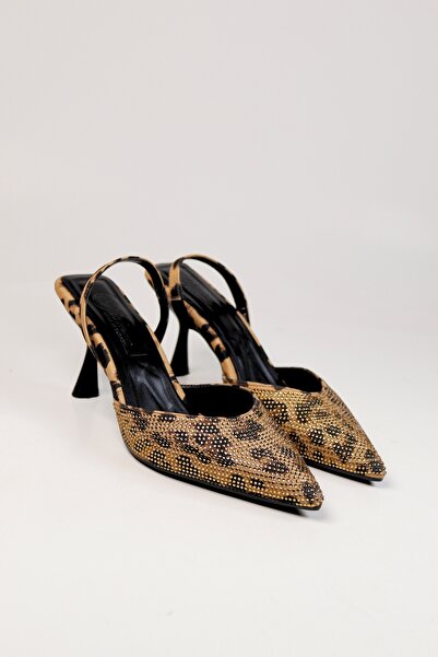 NiceDiffer Pantofi cu toc din stofă cu detalii Leoper Stone de damă